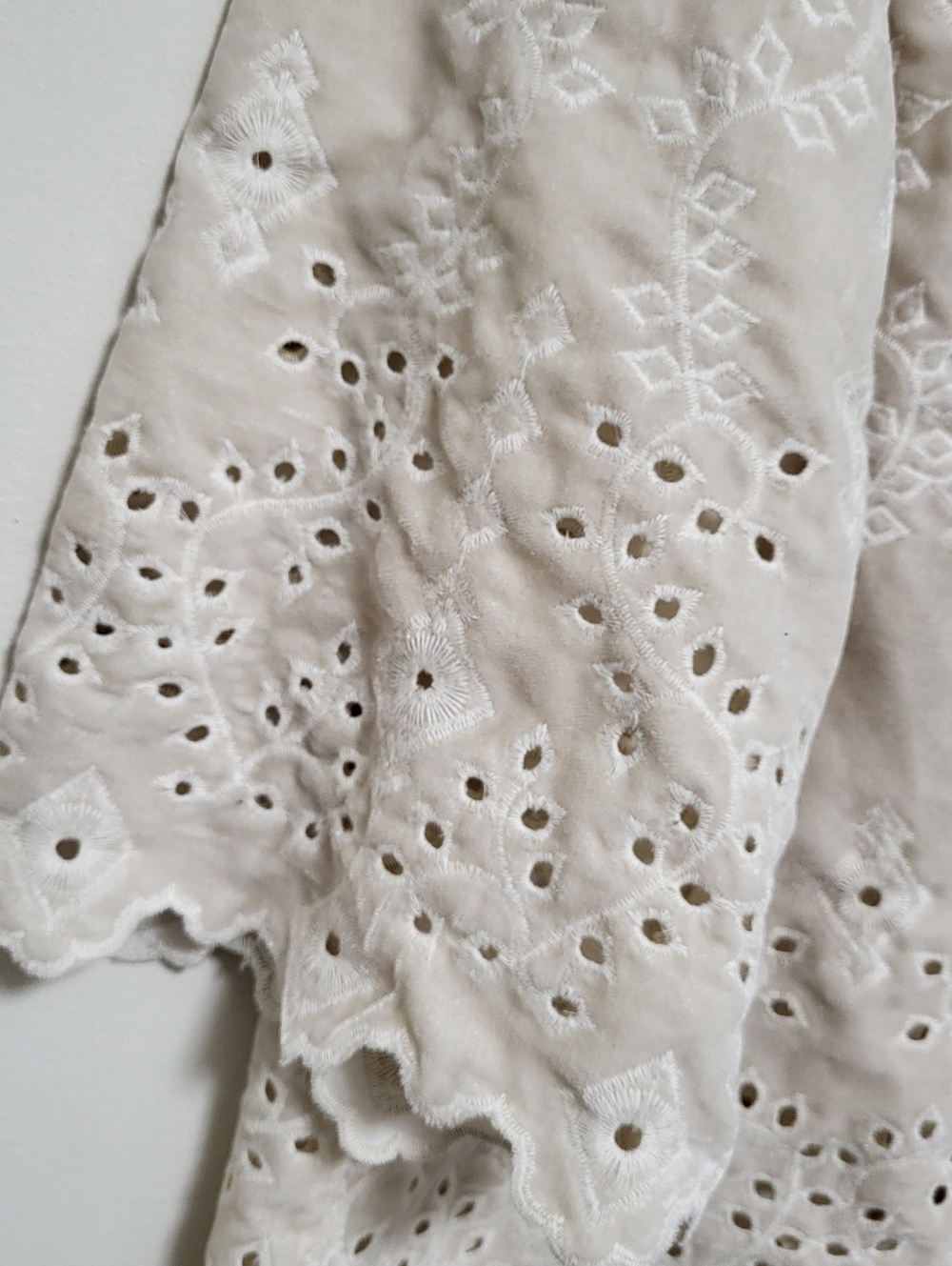 JOHN MARK Ivory Embroidered Velvet Eyelet Cotton Tunic Top - Picture 4 of 7